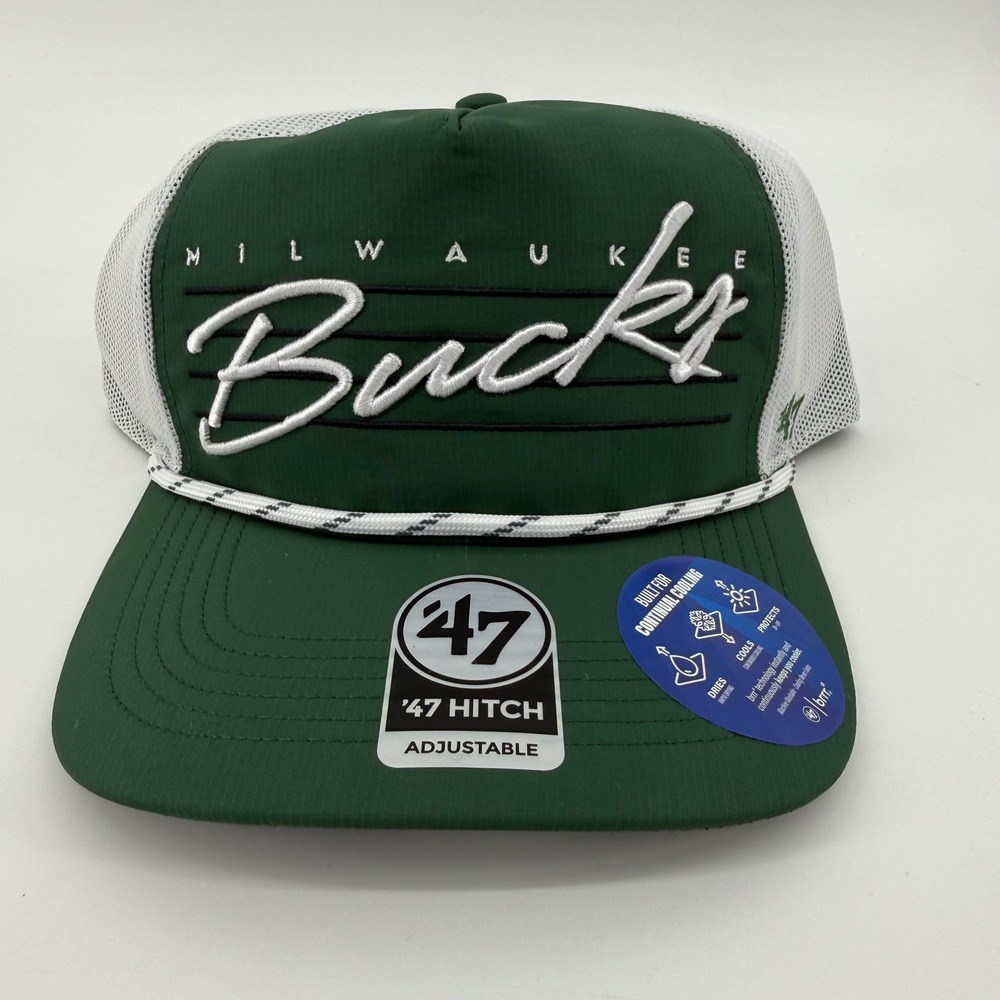 Milwaukee Bucks 47 Hitch Trucker Hat Green White Rope Snapback KDWNBT13BBPDG